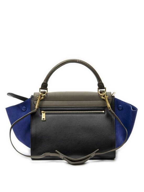 Celine Small Tricolor Trapeze Black Blue Brown Calfskin Leather - Picture 5 of 10